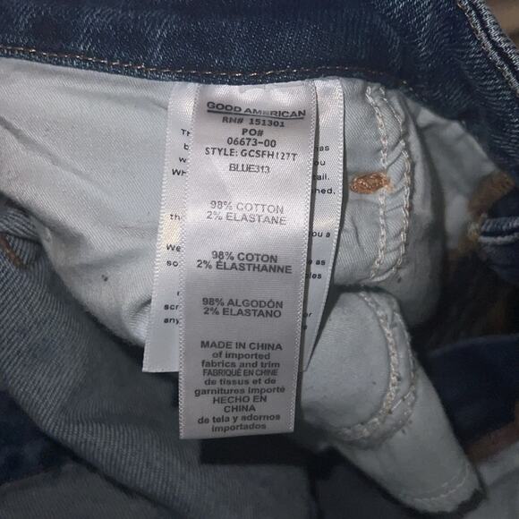 GOOD AMERICAN straight leg high rise jeans with raw hemline 16 - Picture 3 of 6